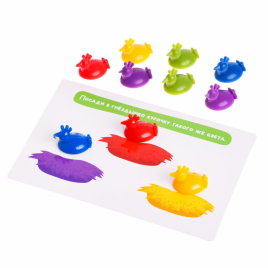 Развивающий набор «Цветные курочки», 10 фигурок, задания на карточках