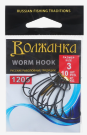 Крючки Volzhanka Worm Hook № 3, 10 шт 9871942