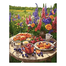Картина по номерам " Lori " 40*50см Пикник, состав набора: основа на картоне с контуром, краски, кис