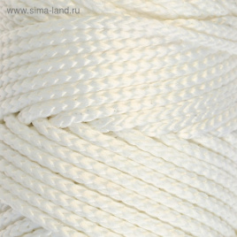 Шнур для вязания без сердечника 100% полиэфир, ширина 3мм 100м/210гр, (171 белый) 2862173