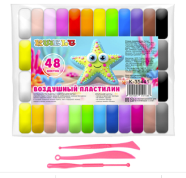 Легкий пластилин цв в/п с ножами 48цв