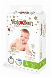 Подгузники YokoSun  Premium L (9-13 кг) 54шт уп4