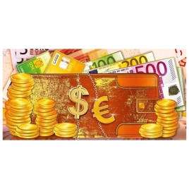 Конверт для денег " Мир поздравлений " 445 Деньги Золотые и серебряные монеты, 168*84мм, фольга золо