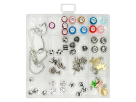 Набор для создания браслета " KWELT " в наборе: пластиковый контейнер, 14 ячеек, 2 основы, шармы, по