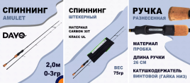 Спиннинг DAYO AMULET 0-3 гр 2,0 м для рыбалки