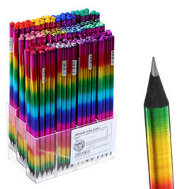 Карандаш ч/г НВ корпус радуга голография заточенный со стразой 2881986