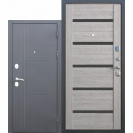 Дверь металлическая ТРОЯ 10 см серебро дымчатый дуб 960 левая