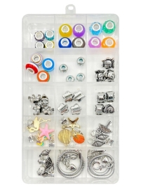 Набор для создания браслета " KWELT " в наборе: пластиковый контейнер, 15 ячеек, 2 основы, шармы, по