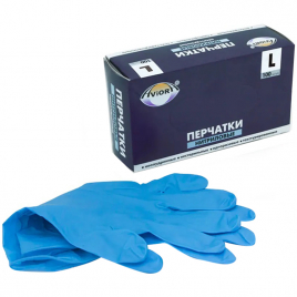 Перчатки AVIORA одноразовые (голубые) 100 шт L XL