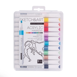 Набор маркеров акриловых SKETCH&ART 12цв, 1-3.0мм22-0126 9826298