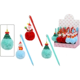 Ручка шариковая " Basir " Новогодний пушистик в дисплее синяя 0,5мм, толщина письма 0,25мм, чернила 