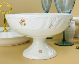 109-217 Фруктовница 20,5х12,5см на ножке КРОКУС в под.уп.(х6)Фарфор