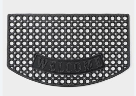 Коврик придверный Доляна «Добро пожаловать», ячеистый, 43×73 см, чёрный