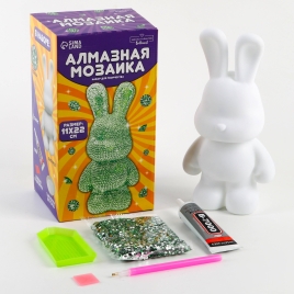 Алмазная мозаика на фигурке "Зайка", цвет зеленый   10225404