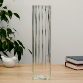 ваза "Цилиндр" риф. d-80, h-300 мм. 1,35л  из прозрачного стекла (без декора) 1298278