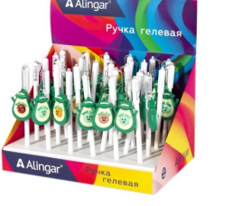 Ручка гелевая Alingar "Авокадо", 0,5 мм, синяя, игольчатый наконечник, круглый белый пластиковый кор