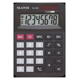Калькулятор " Skainer "  8-разрядный, 102*138*31мм, пластик, одноуровневая память, автовыключение пи