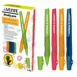 Ручка шариковая " deVente " Study Pen синяя 0,7мм, резиновый держатель, для левшей, сменный стержень