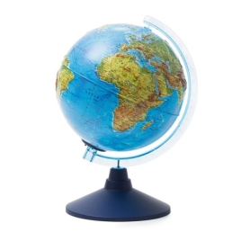 Глобус физико-политический рельефный с подсветкой от батареек 210мм " Globen "