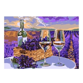 Картина по номерам " Lori " 28,5*20см Лавандовое поле, состав набора: основа на картоне с контуром, 