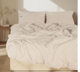 Постельное бельё 2-спальное SL Home Cotton line, жаккард, молочное