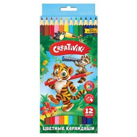 Карандаши " Creativiki " 12цв шестигранные деревянные, картонная упаковка, европодвес