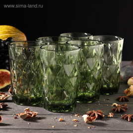 Набор стаканов 6 шт "Круиз" 350мл 8х8х12,5 см, зеленый 1390407