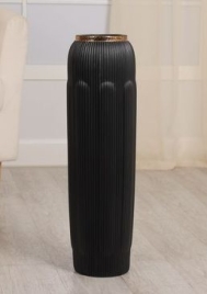 Ваза напольная «Кэйлеб», вертикаль, h=60 см, керамика, чёрная