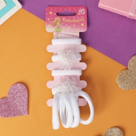 Резинка для волос "Арина" (набор 8 шт) цветочки, 4 см, белый 4732887