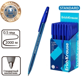 Ручка шариковая ErichKrause R-301 Stick Original узел 1.0мм, синяя 10554902