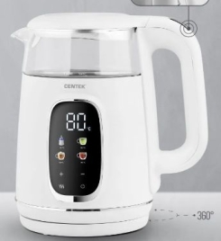 Чайник Centek CT-1012 (белый) 1.5л, 2200Вт, двойные стенки, бесшовная колба, эффект термоса