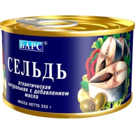 Сельдь БАРС с добавлением масла ж/б 250 г (24 шт/уп)