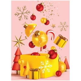 Конверт для подарочного сертификата " Праздник " 170 Новогодний- Подарок, елочные шары, 74*100мм, гл