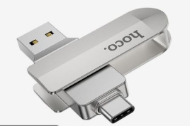 Флешка OTG Hoco UD10 Wise, 16 Гб, USB3.0, USB/Type-C, чт до 120 Мб/с, зап до 30 Мб/с, металл 9326076