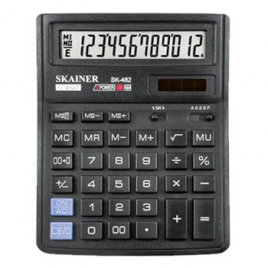 Калькулятор " Skainer " 12-разрядный 143*192*39.5мм, черный, двухуровневая память, клавиша ввода "00