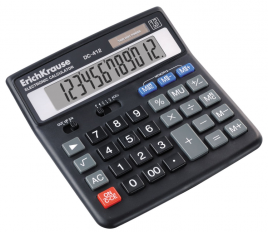 Калькулятор " Erich Krause " 12-разрядный 148*156мм, черный DC-412, клавиша "00", солнечная и литиев