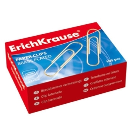 Скрепки " Erich Krause " 33мм омедненные 100шт картонная упаковка