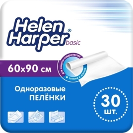 Пеленки одноразовые впитывающие basic 60x90 Helen Harper №30 уп6