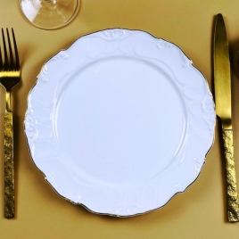 109-240 Набор из 6 тарелок 21х2см КРОКУС ЗОЛОТО в под.уп.(х6)Фарфор
