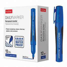 Маркер " Hatber " Daily синий 2мм, перманентный, картонная упаковка