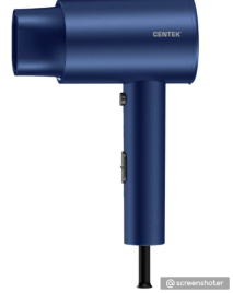 Фен Centek CT-2204 (синий) 2000Вт, 3 скорости, 2 режима, холод обдув, турмалиновая ионизация