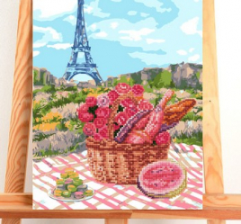Роспись по номерам с алмазной вышивкой "Пикник в Париже" 30*40 см   4012438