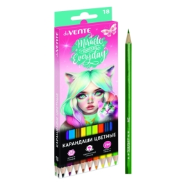 Карандаши " deVente " Miracle 18цв, 2М, шестигранные, деревянные, картонная упаковка, европодвес