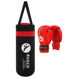 Набор детский: боксерский мешок+перчатки 4 OZ RUSCO SPORT, черно-красный 7322178