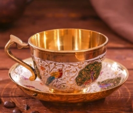 Чайная пара «Птички», 11×11×6 см, латунь