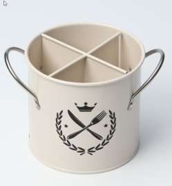 Подставка под столовые приборы Crown, h=13 см, жесть, бежевая