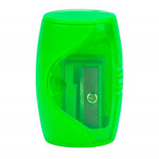 Точилка " Цветик " бочонок, пластиковая, с контейнером, зеленая