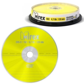 Диск DVD-R Mirex 4.7 GB 16x Cake box 10шт