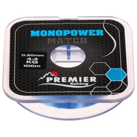 Леска Preмier fishing MONOPOWER мatch, диаметр 0.2 мм, тест 4.4 кг, 100 м, голубая   7087504