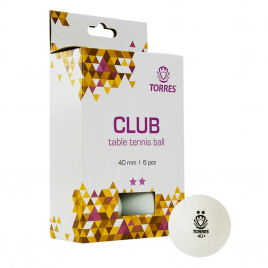 Мячи для настольного тенниса TORRES Club/StartLine*, 6 шт., бел. пластик